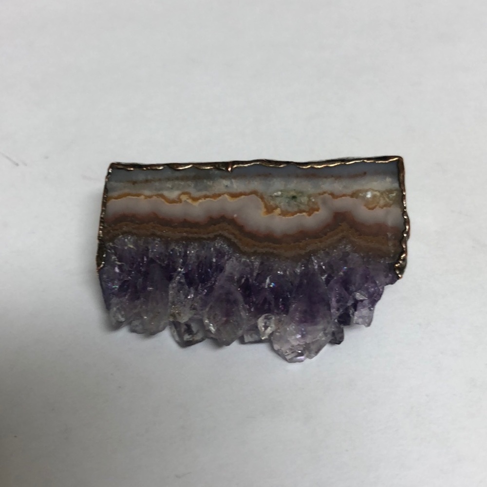 Genuine amethyst slab pin